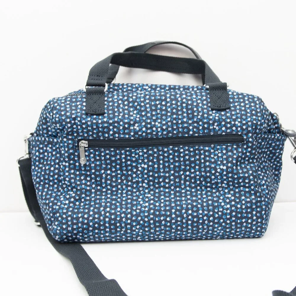Kipling Flora Shoulder Bag Printed Notes Purse Removable Strap Blue White - Picture 2 of 9